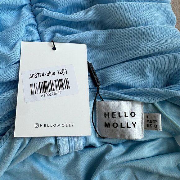 Hello Molly Blue Rouched Asymmetrical Ruffle Mini Dress - Picture 3 of 4